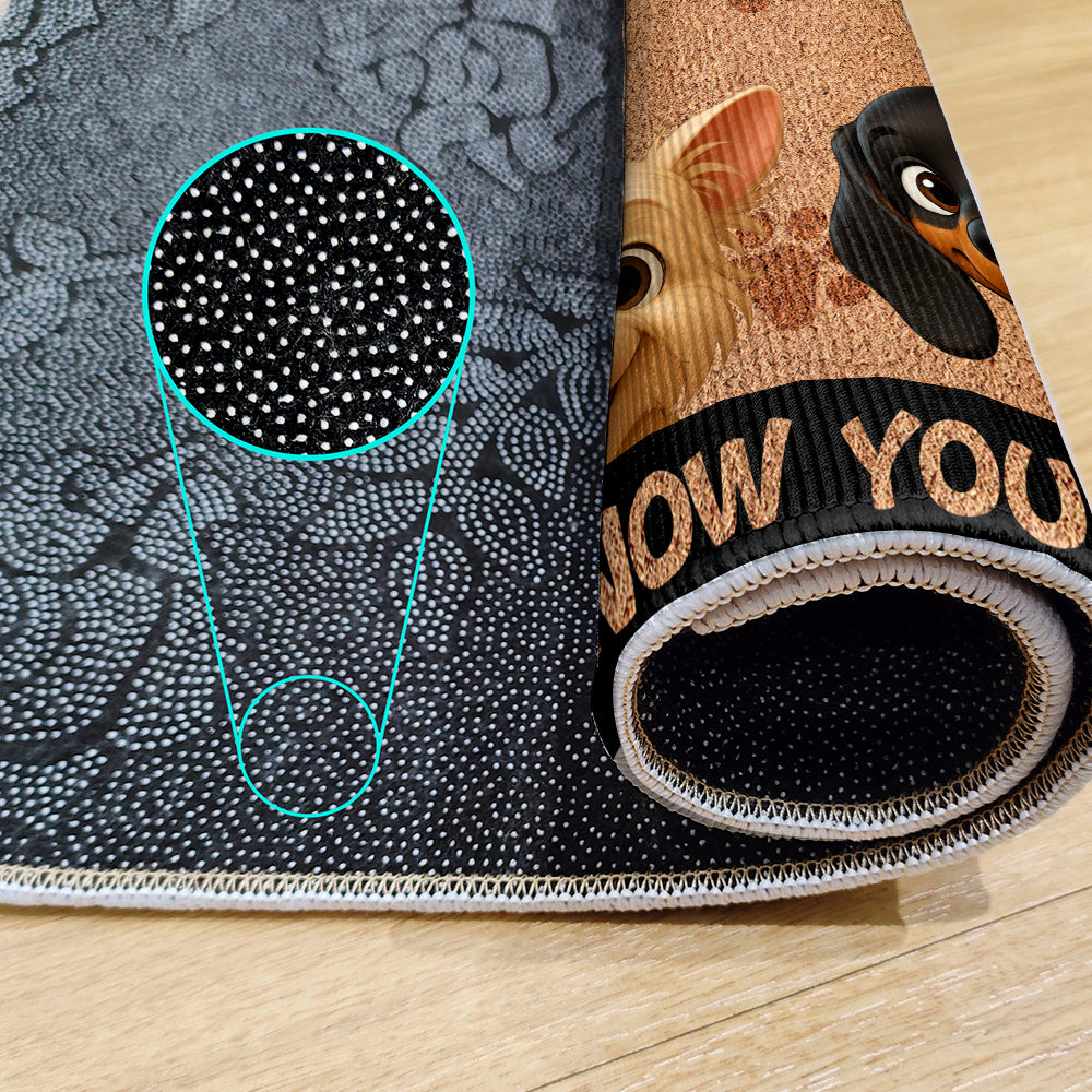 Personalized “No Need to Knock” Doormat – Custom Dog & Cat Doormat with Pet Names – Funny Welcome Mat