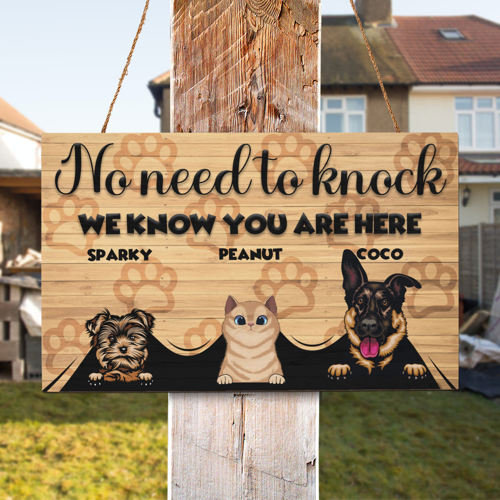 Personalisiertes rechteckiges Türschild - Kein Klopfen nötig - Bis zu 6 Katzen und/oder Hunde 