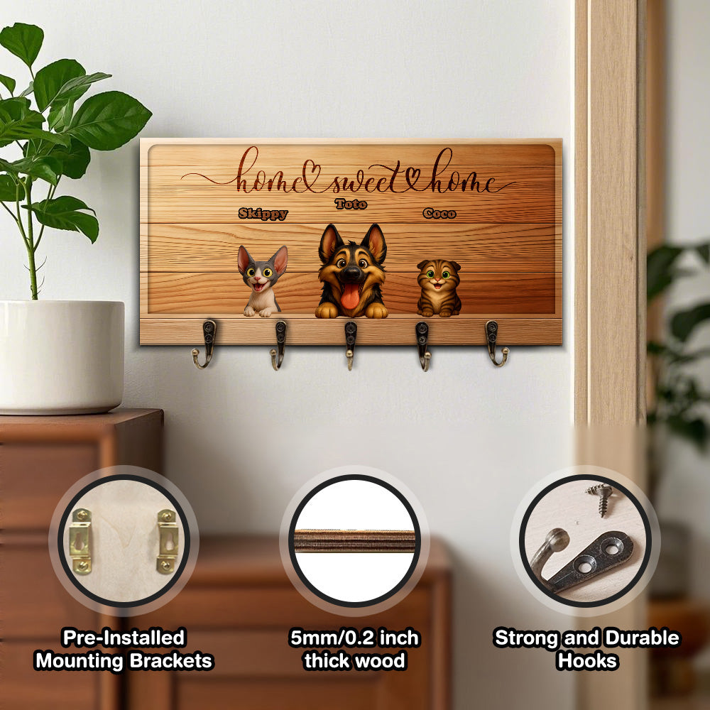 Personalized Key Holder with Peeking Pets - Keyholder - Personalized Gift - Up to 6 Pets
