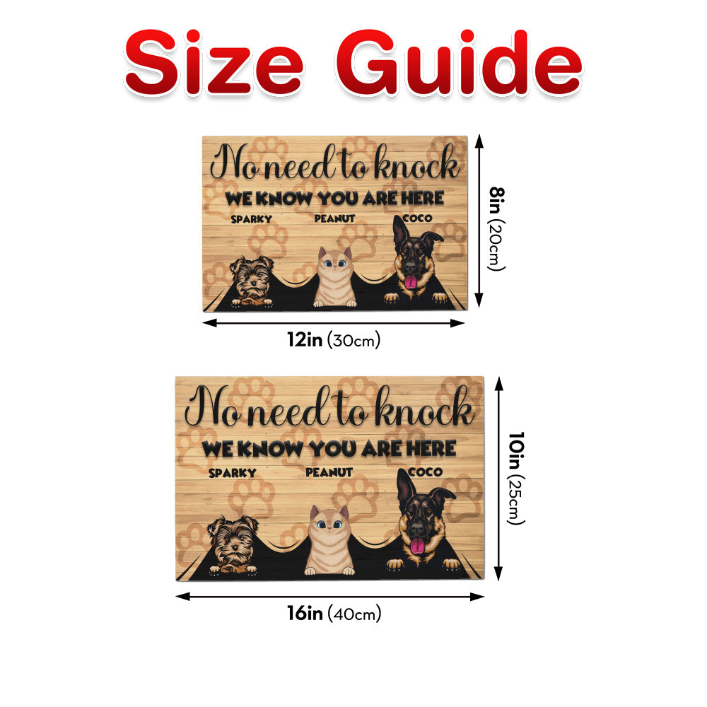 Personalized Rectangle Door Sign - No Need To Knock - Up to 6 Cats and/or Dogs