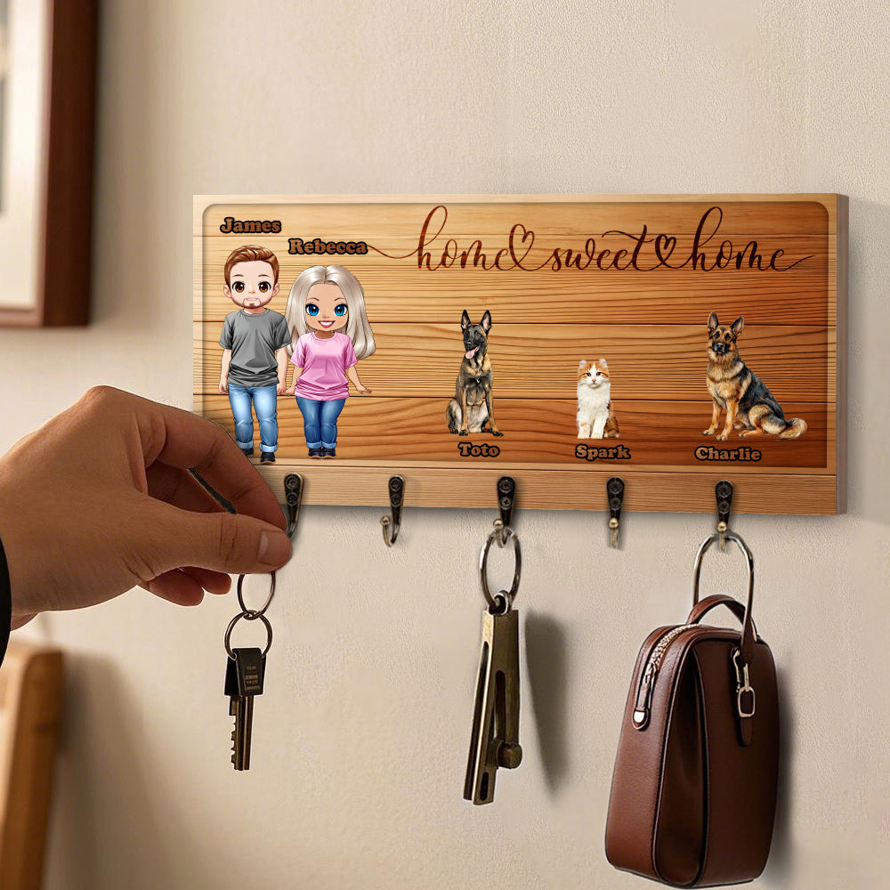 Personalized Keyholder with People and Pets - Keyholder - Personalized Family Gift - Up to 5 Pets