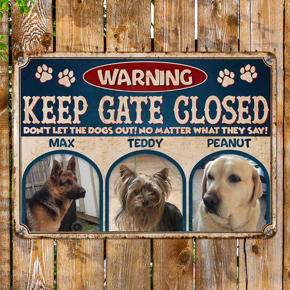 Personalized Don't Let The Pets Out Metal Sign