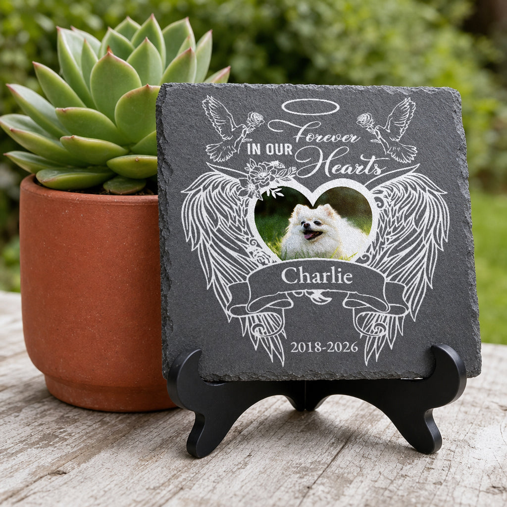 Personalized Angel Wings Heart Memorial Stone
