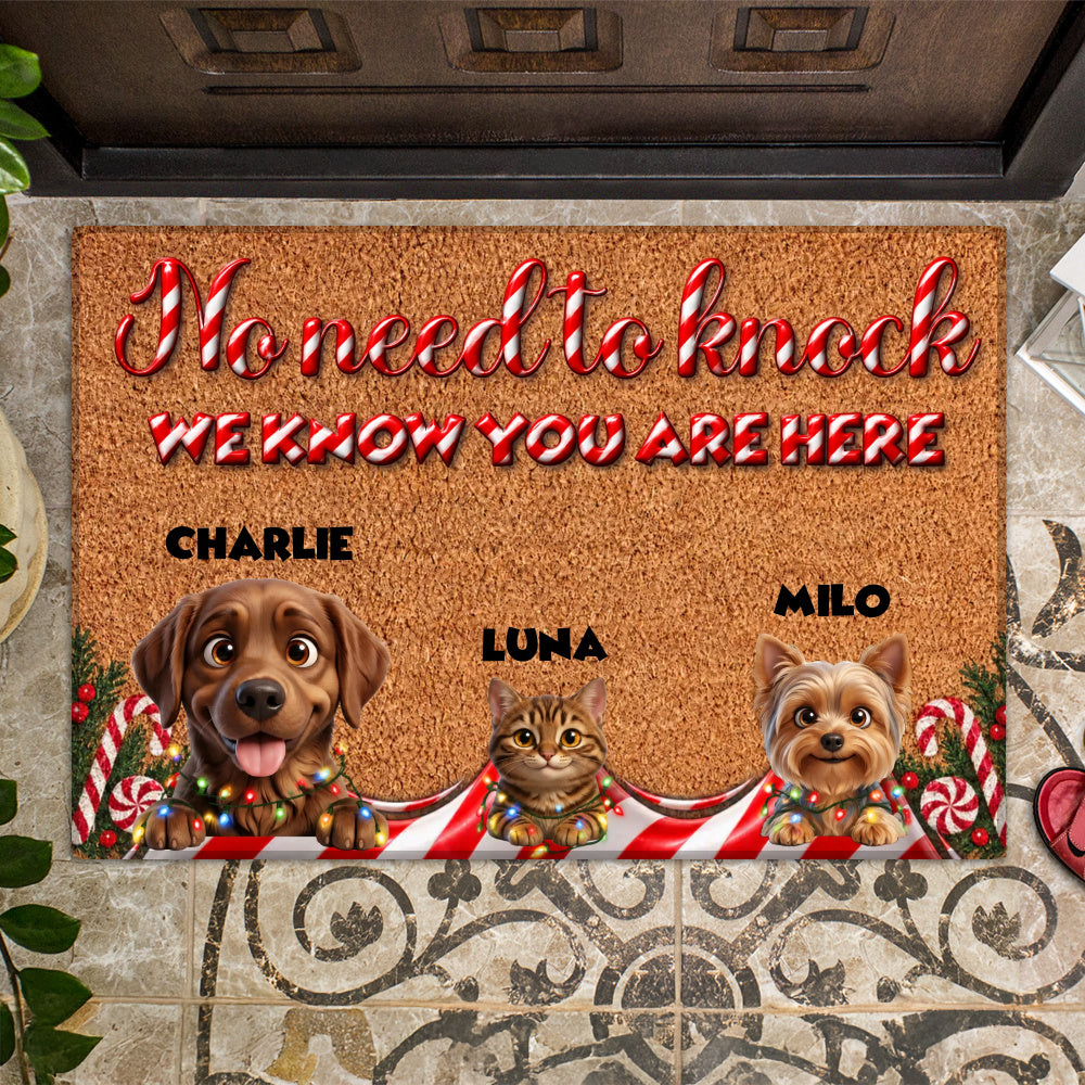 Personalized Pet Doormat – Candy Cane Christmas – photo 2