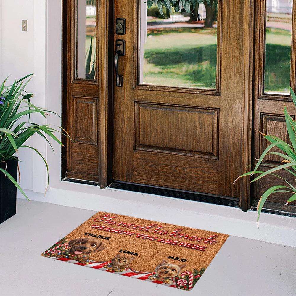 Personalized Pet Doormat – Candy Cane Christmas – photo 5