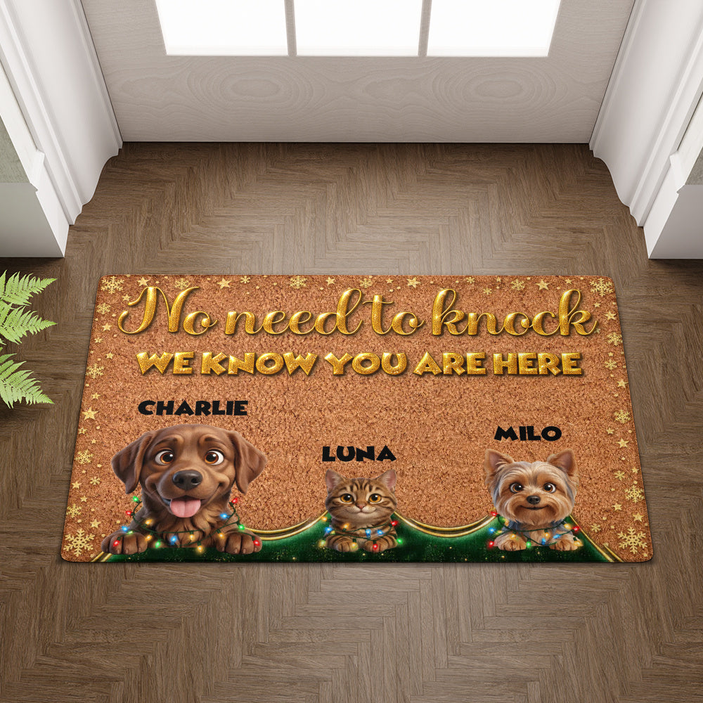 Personalized Pet Doormat – Golden Christmas Lights – photo 3