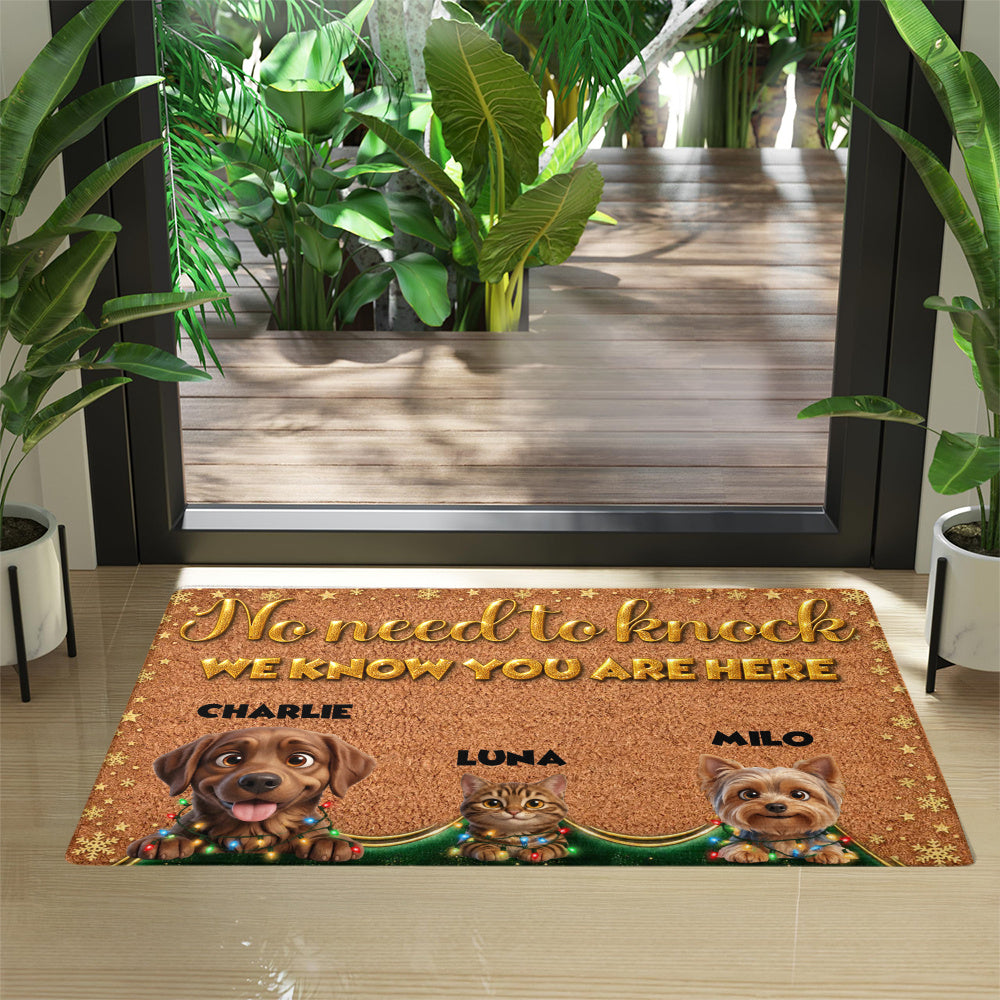 Personalized Pet Doormat – Golden Christmas Lights – photo 4