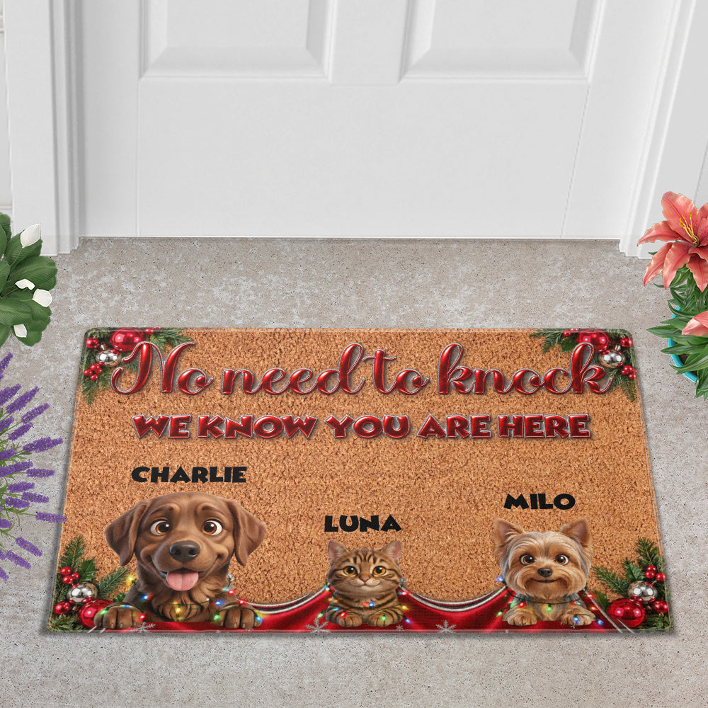 Personalized Pet Doormat – Christmas Lights and Baubles