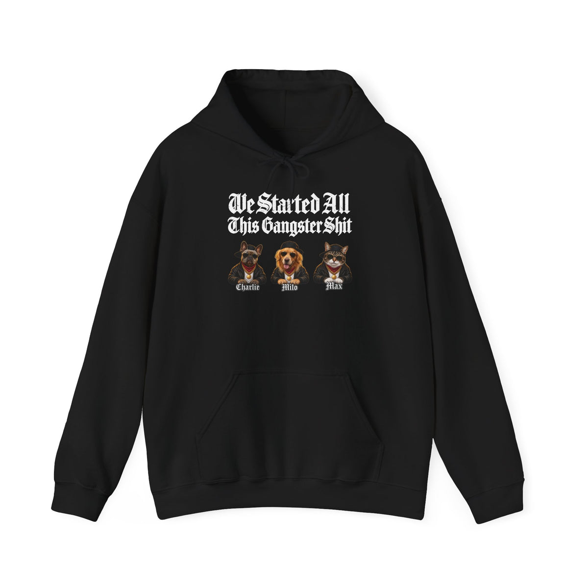 Personalized Gangster Pet Portrait Hoodie from Photo – Pets with Names – Foto 2