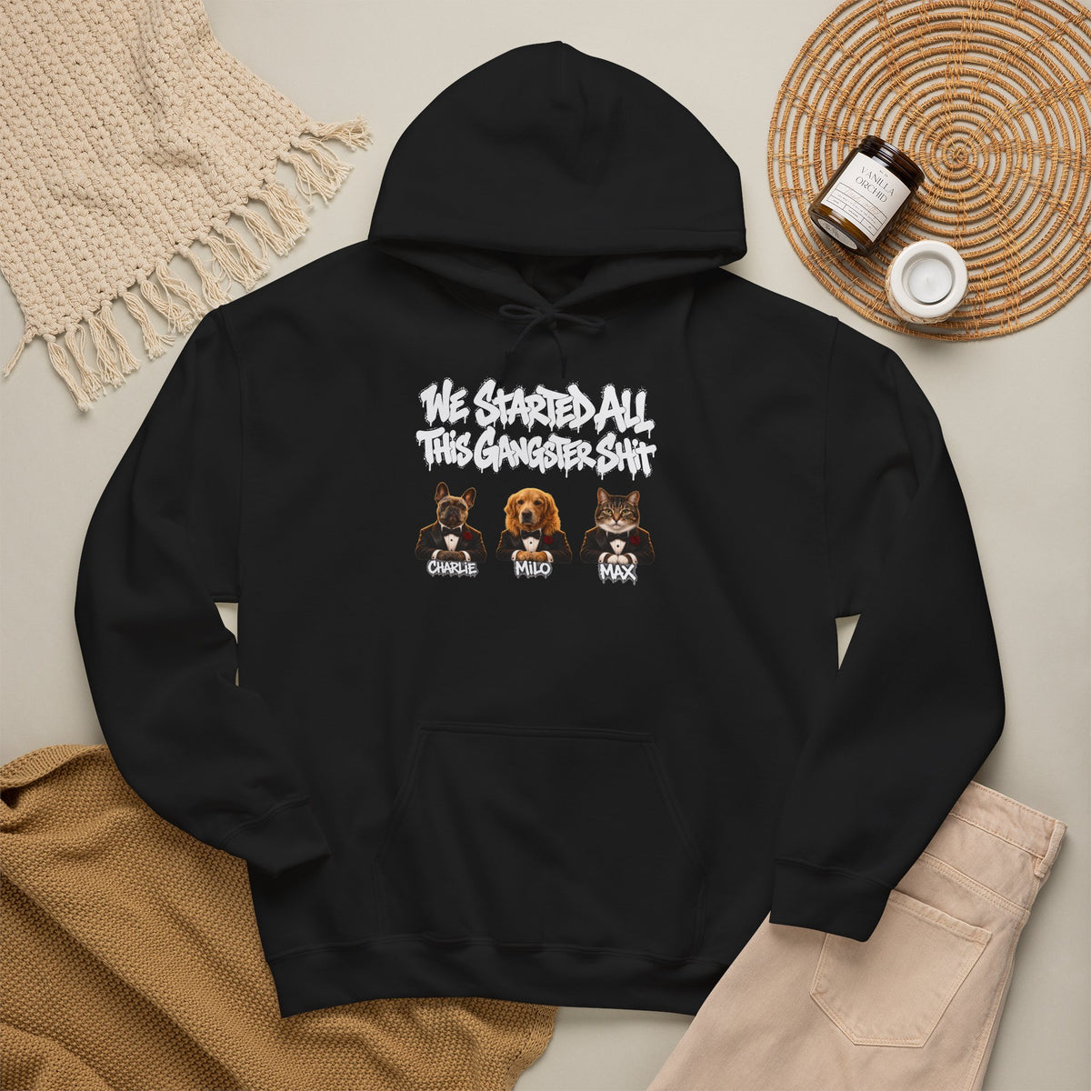Personalized Gangster Pet Portrait Hoodie from Photo – Graffiti, Pets with Names – Foto 3