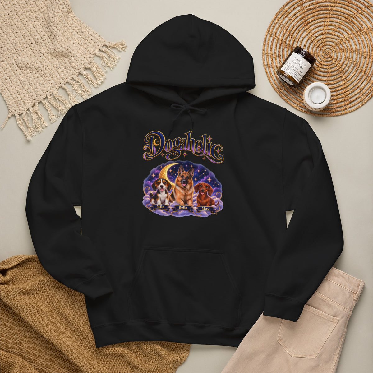 Personalized Dog Hoodie – Dogaholic Celestial Moon – Foto 11