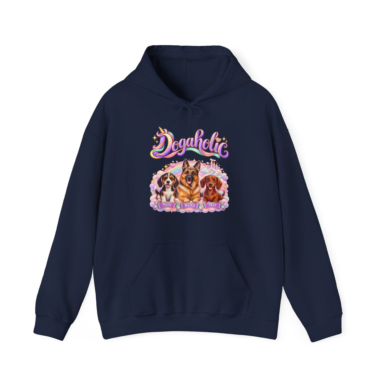 Personalized Dog Hoodie – Dogaholic Pastel Rainbow