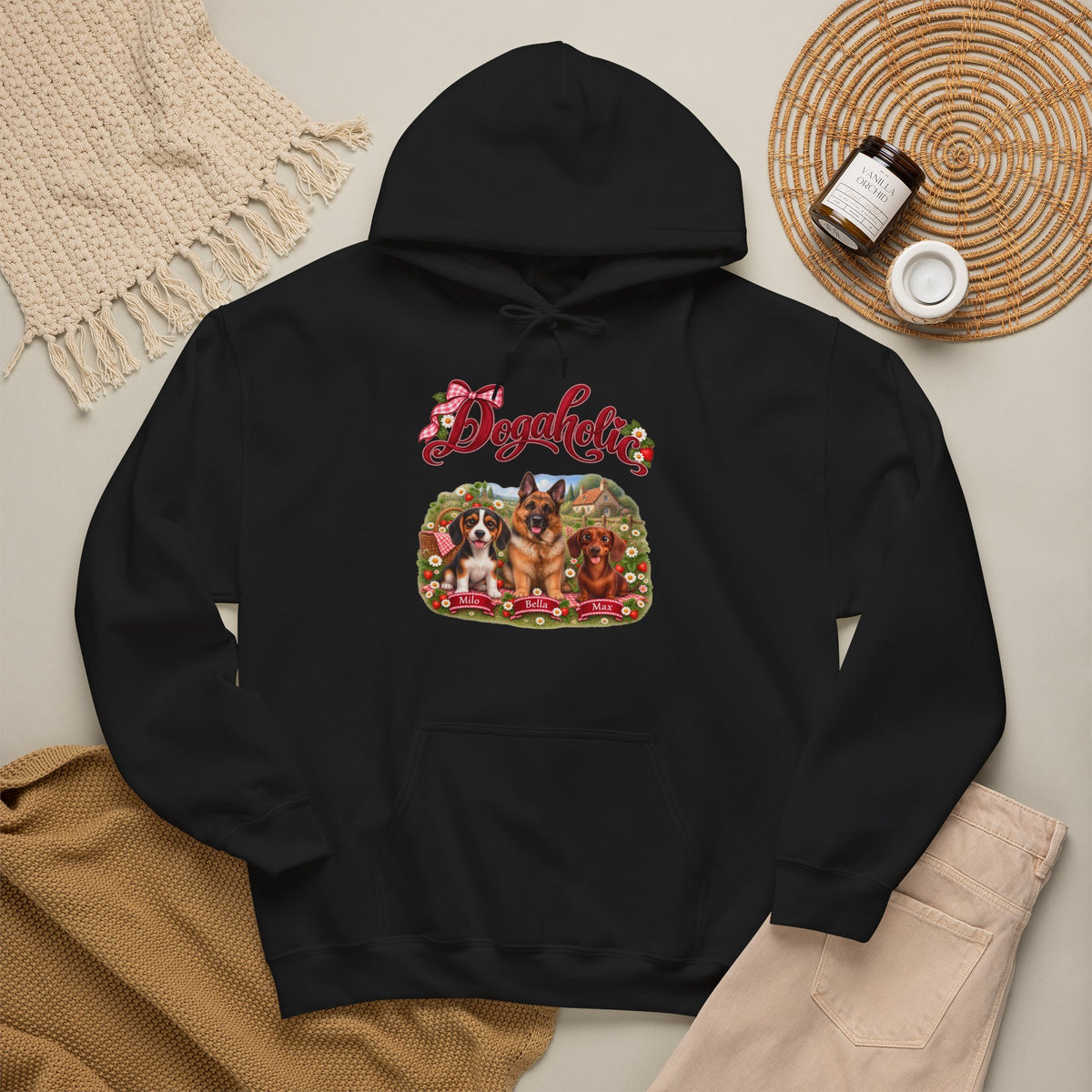 Personalized Dog Hoodie – Dogaholic Strawberry Picnic – photo 11