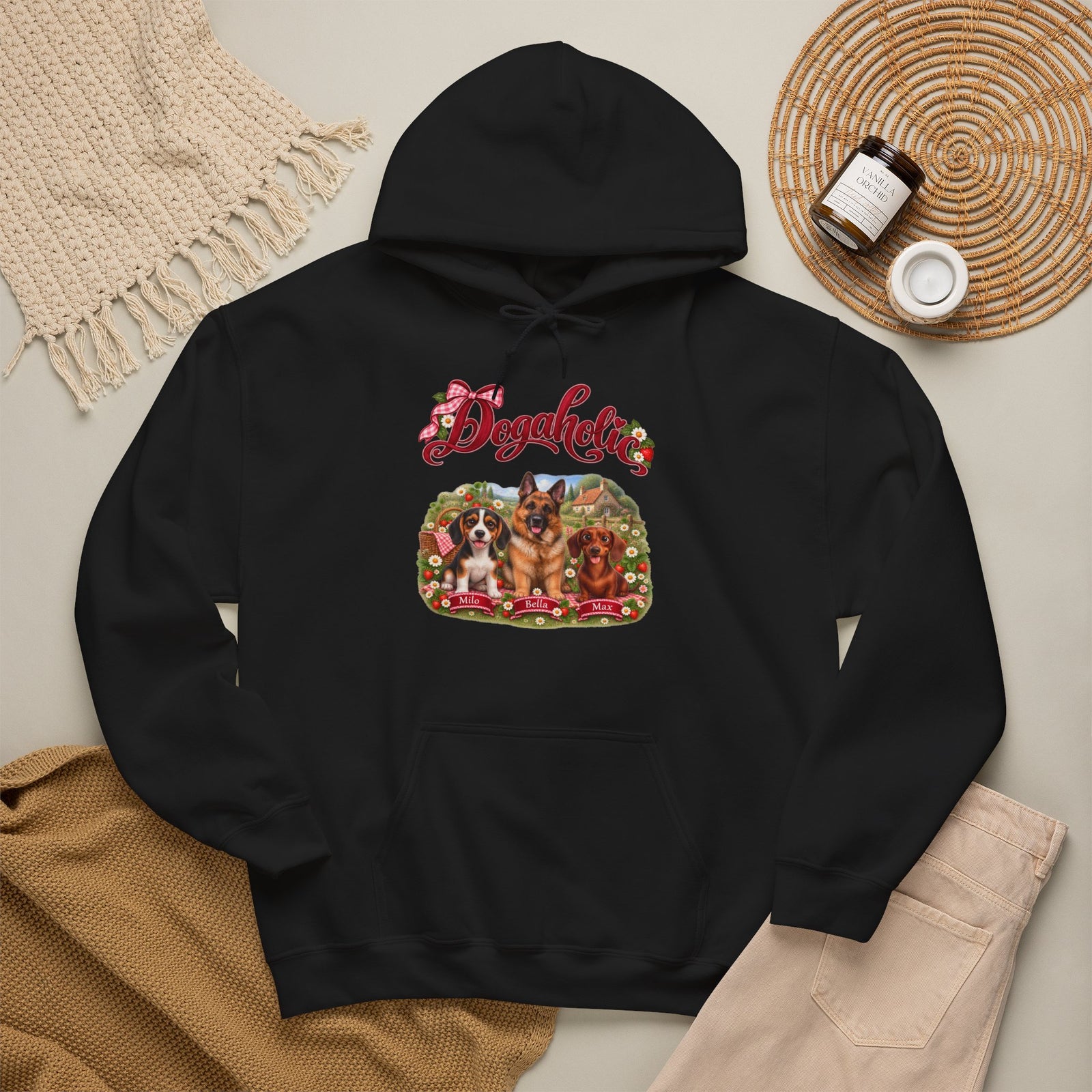 Personalized Dog Hoodie – Dogaholic Strawberry Picnic – photo 11