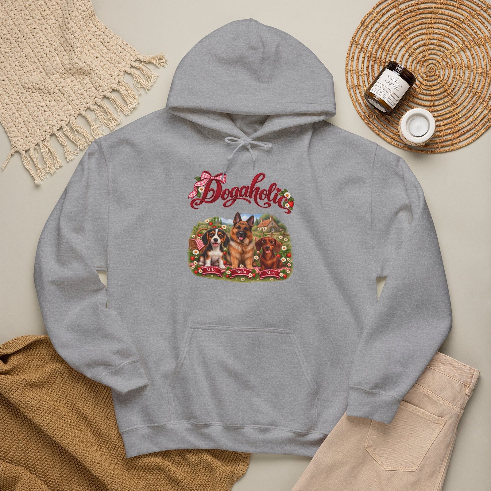 Personalized Dog Hoodie – Dogaholic Strawberry Picnic – photo 5