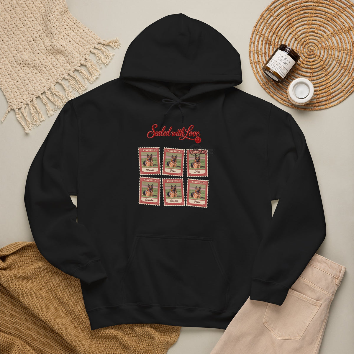 Personalized Dog Hoodie – Love Post Pet Name Stamps – Foto 11