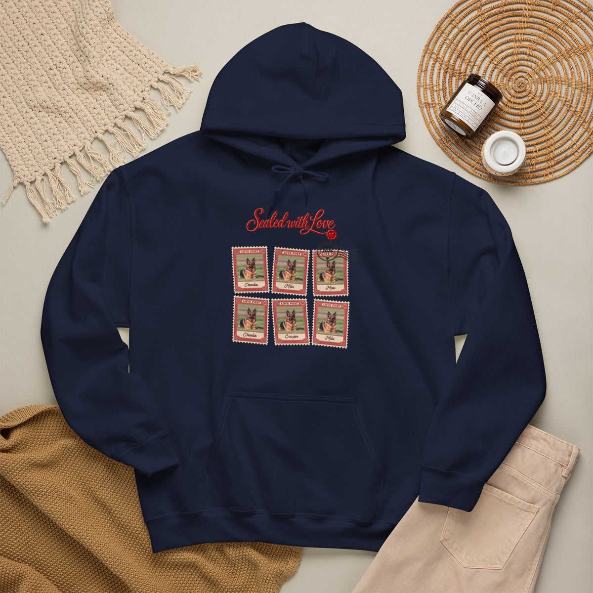 Personalized Dog Hoodie – Love Post Pet Name Stamps – Foto 2