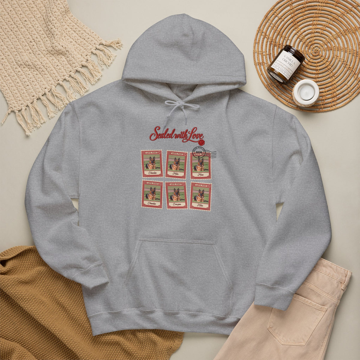 Personalized Dog Hoodie – Love Post Pet Name Stamps – Foto 5