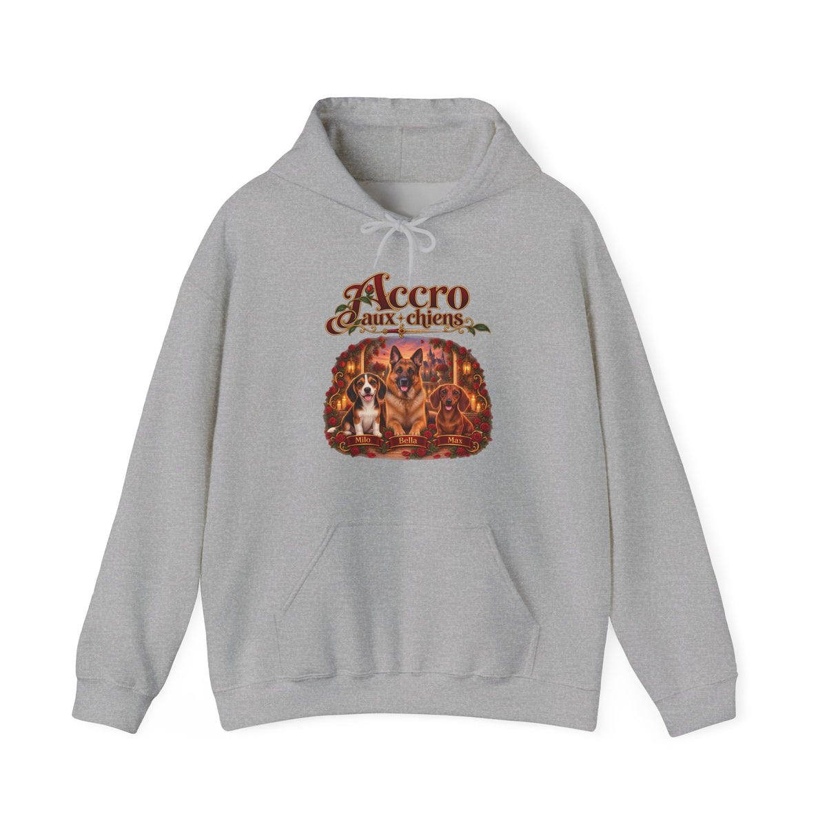 Sweat à capuche chien personnalisé – Chiens et roses – photo 4