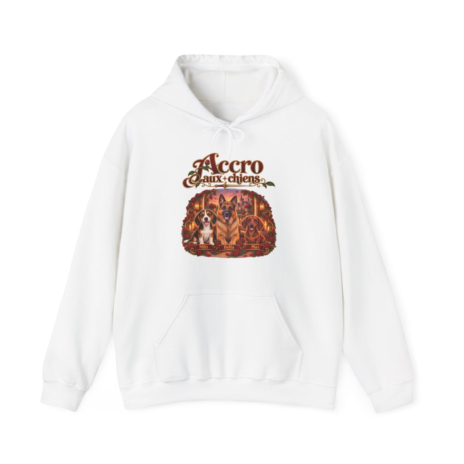 Sweat à capuche chien personnalisé – Chiens et roses – photo 7