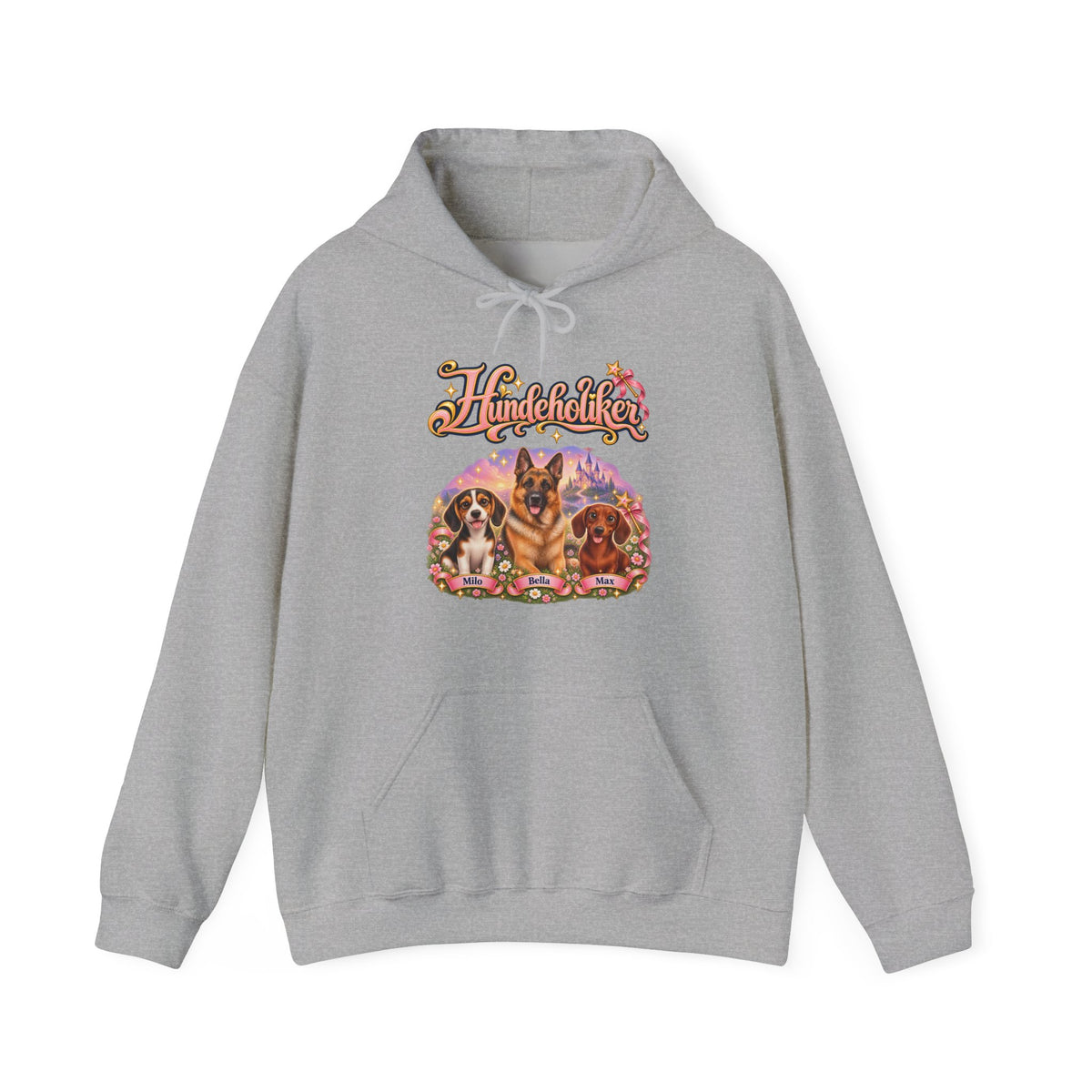 Personalisierter Hoodie mit Hund – Hundeholiker Märchenschloss – Foto 4