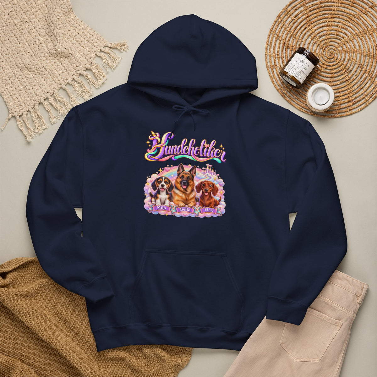 Personalisierter Hund Hoodie – Hundeholiker Regenbogen – Foto 2