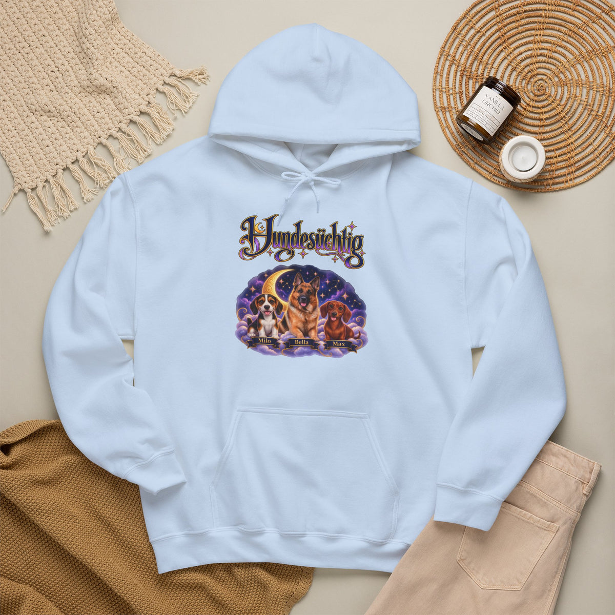 Personalisierter Hund Hoodie – Hundesüchtig Mondhimmel – Foto 20