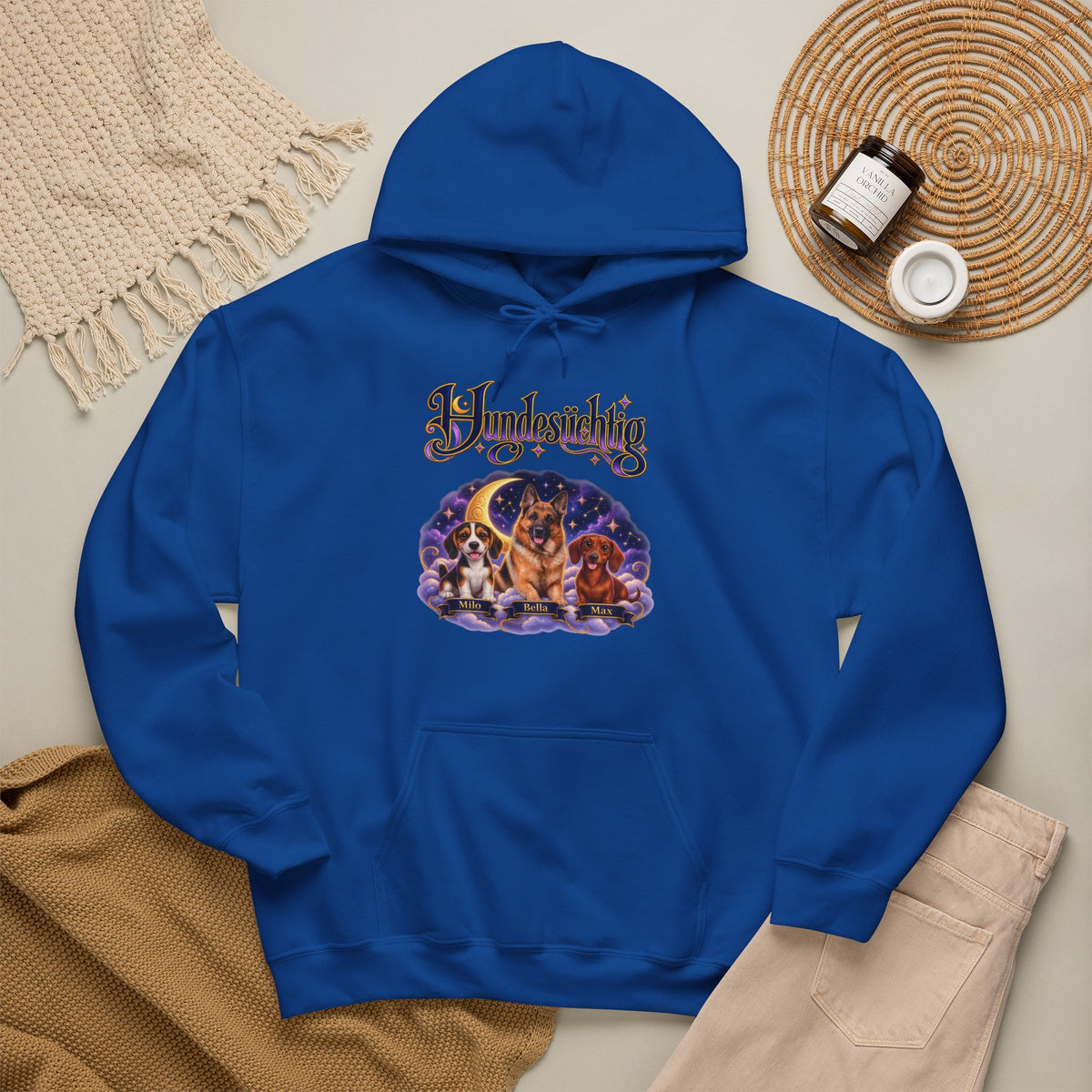 Personalisierter Hund Hoodie – Hundesüchtig Mondhimmel – Foto 14
