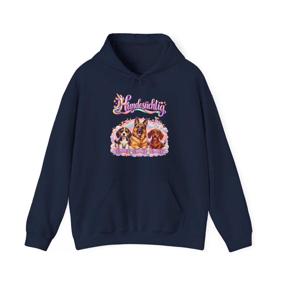 Personalisierter Hunde-Hoodie – Hundesüchtig Einhorn
