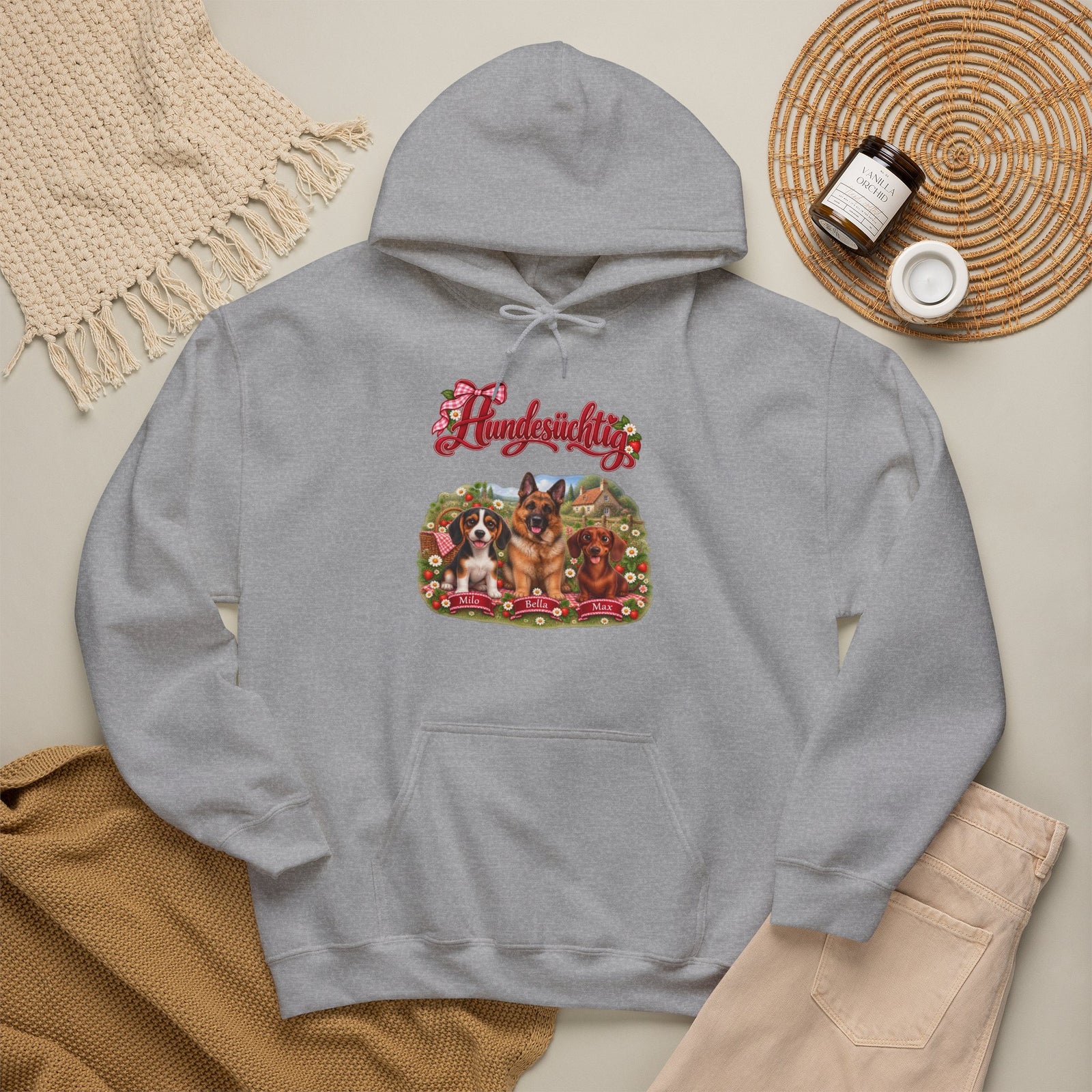 Personalisierter Hoodie mit Hund – Hundesüchtig Erdbeer-Picknick – Foto 5