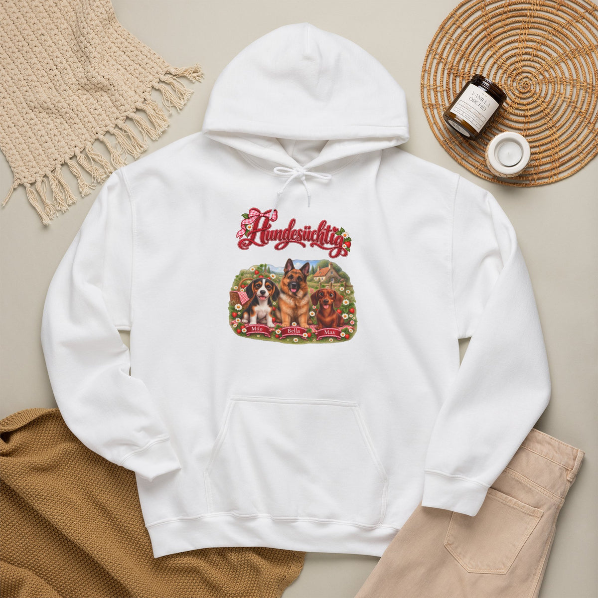 Personalisierter Hoodie mit Hund – Hundesüchtig Erdbeer-Picknick – Foto 8