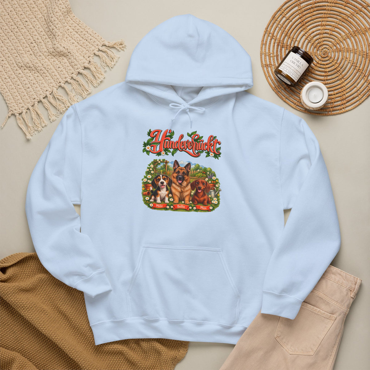 Personalisierter Hoodie mit Hund – Hundeverrückt im Garten – Foto 20