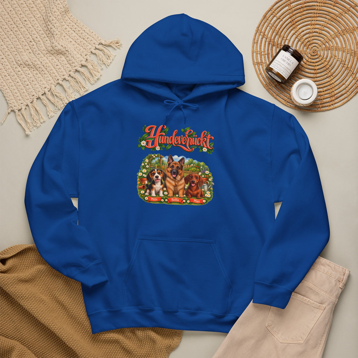 Personalisierter Hoodie mit Hund – Hundeverrückt im Garten – Foto 14