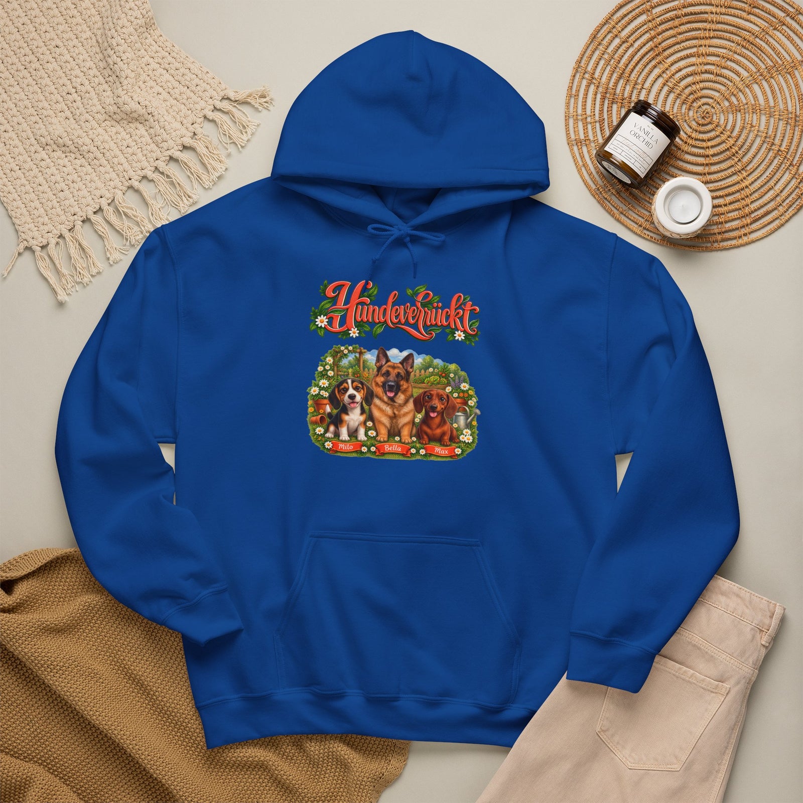 Personalisierter Hoodie mit Hund – Hundeverrückt im Garten – Foto 14