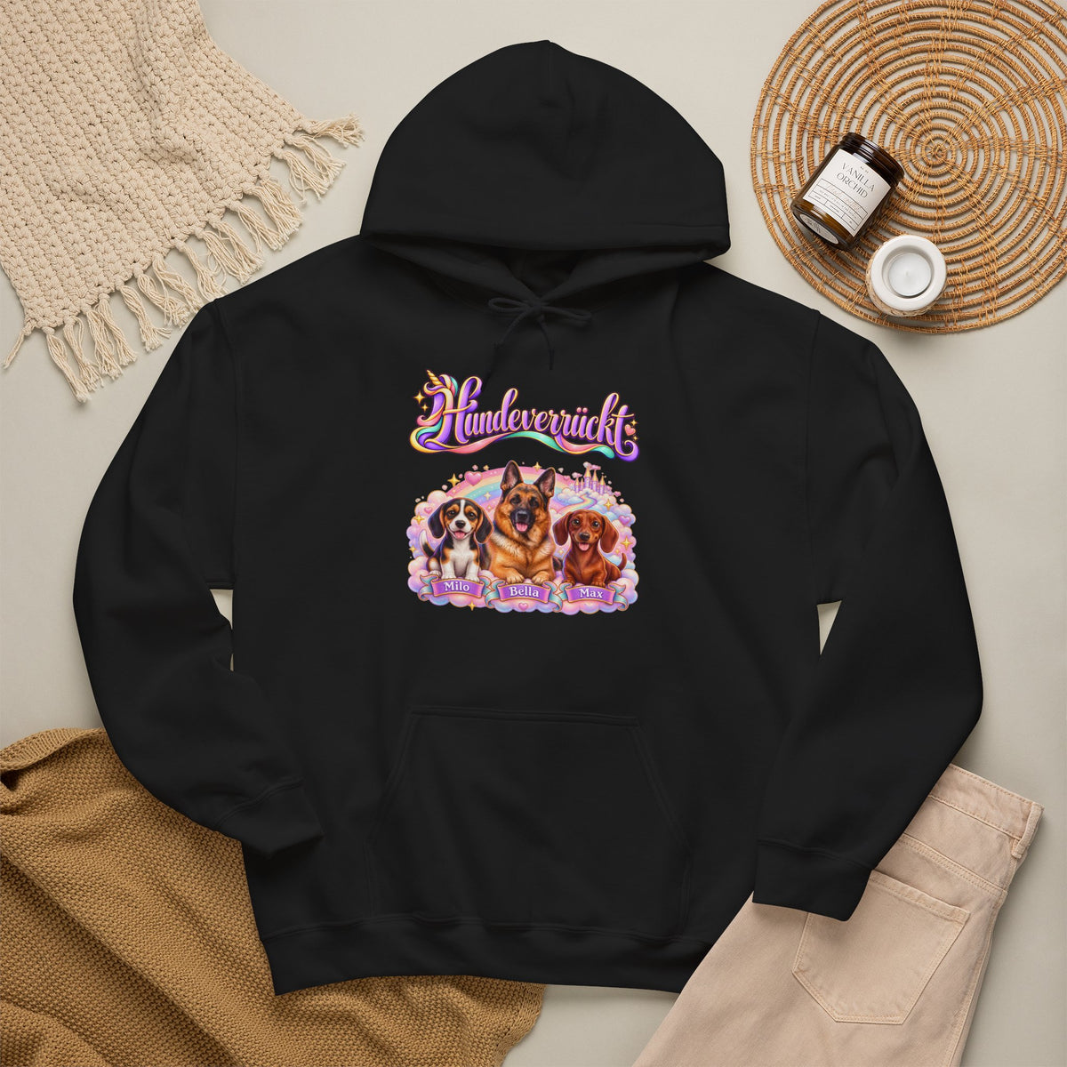 Personalisierter Hoodie mit Hunden – Hundeverrückt Einhorn – Foto 11