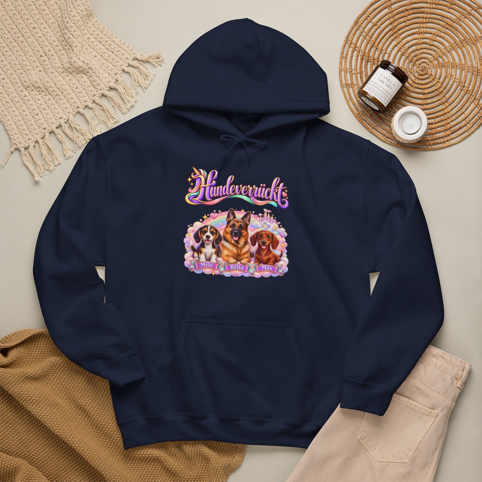 Personalisierter Hoodie mit Hunden – Hundeverrückt Einhorn – Foto 2
