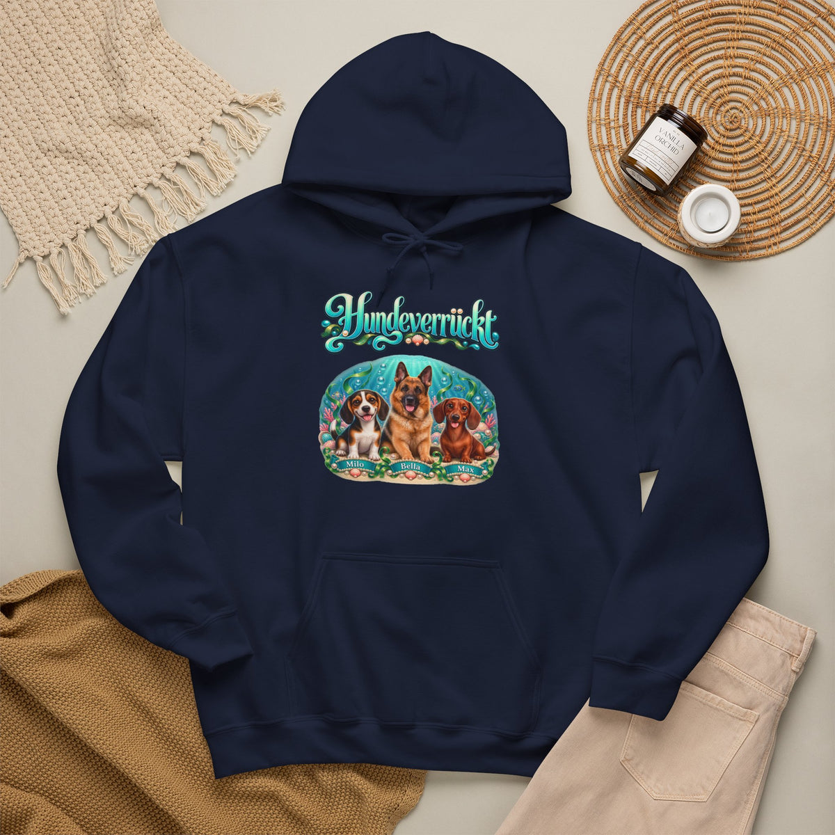 Personalisierter Hund Hoodie – Hundeverrückt Unterwasserwelt – Foto 2