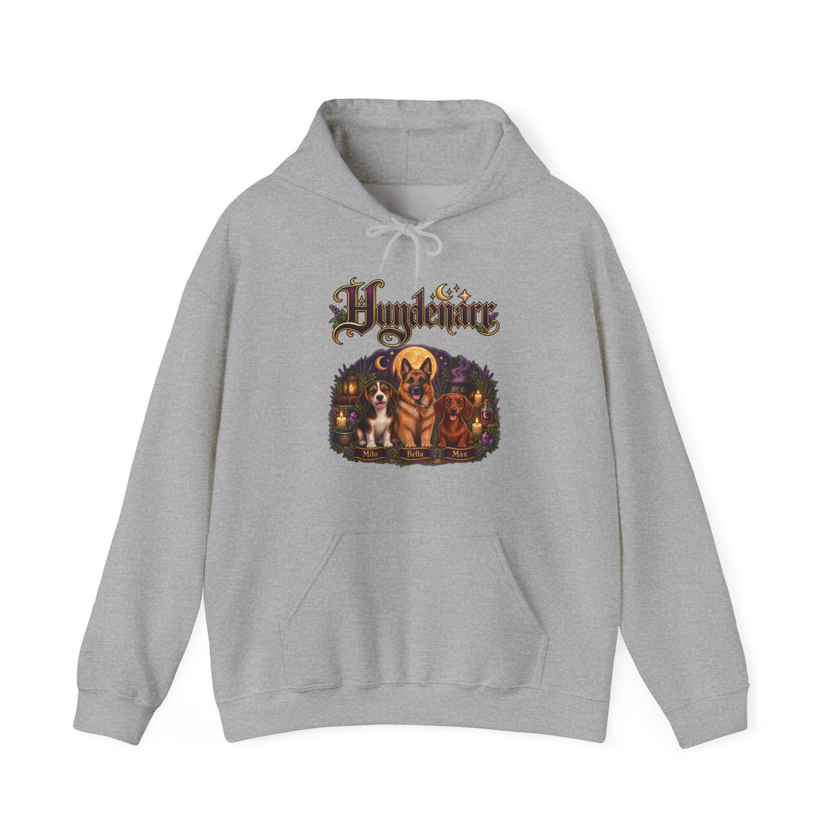 Personalisierter Hoodie mit Hunden – Hundenarr Hexen-Mondnacht – Foto 4