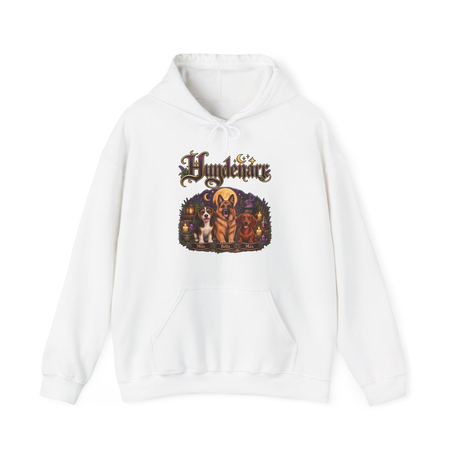 Personalisierter Hoodie mit Hunden – Hundenarr Hexen-Mondnacht – Foto 7