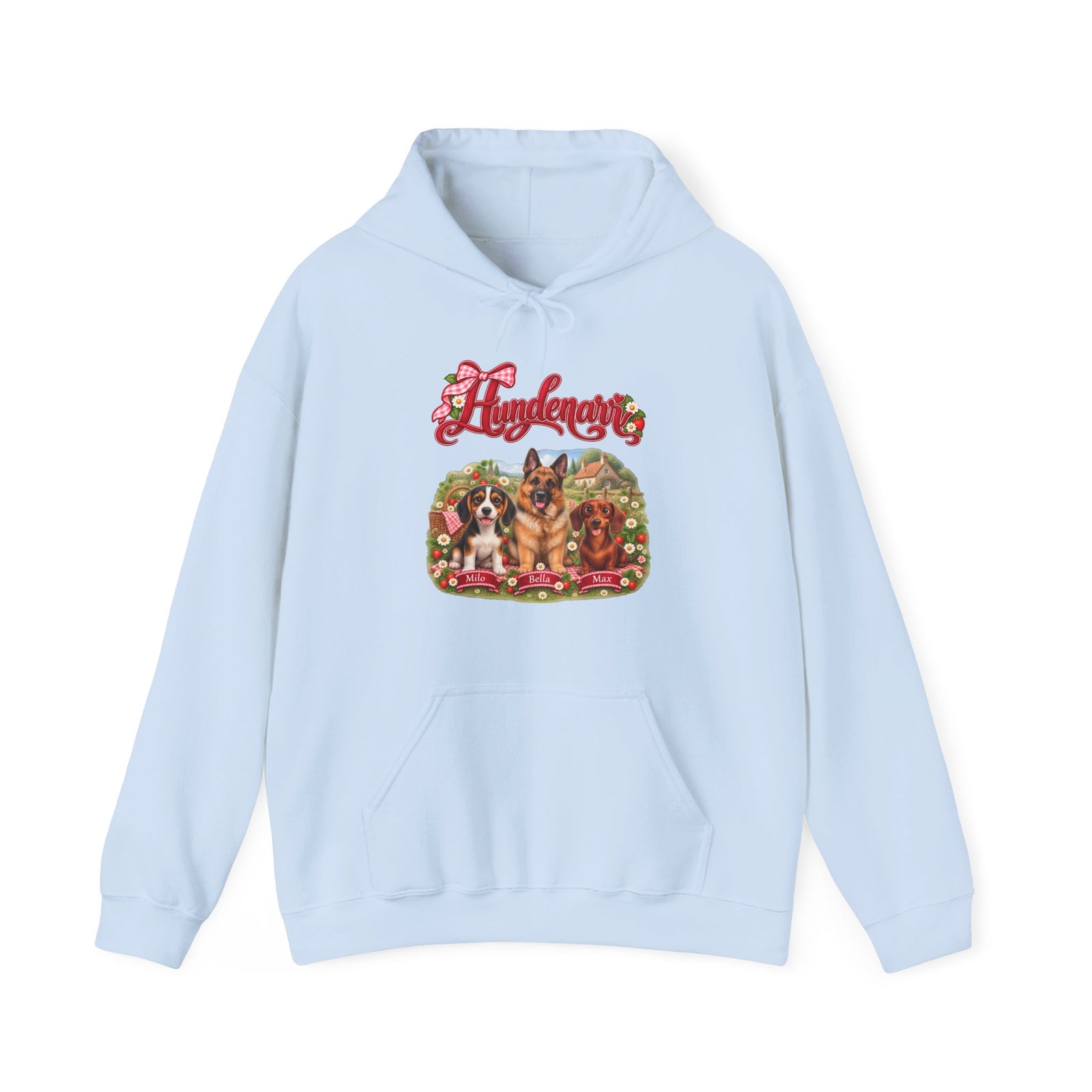 Personalisierter Hoodie mit Hunden – Hundenarr Erdbeer-Picknick – Foto 19