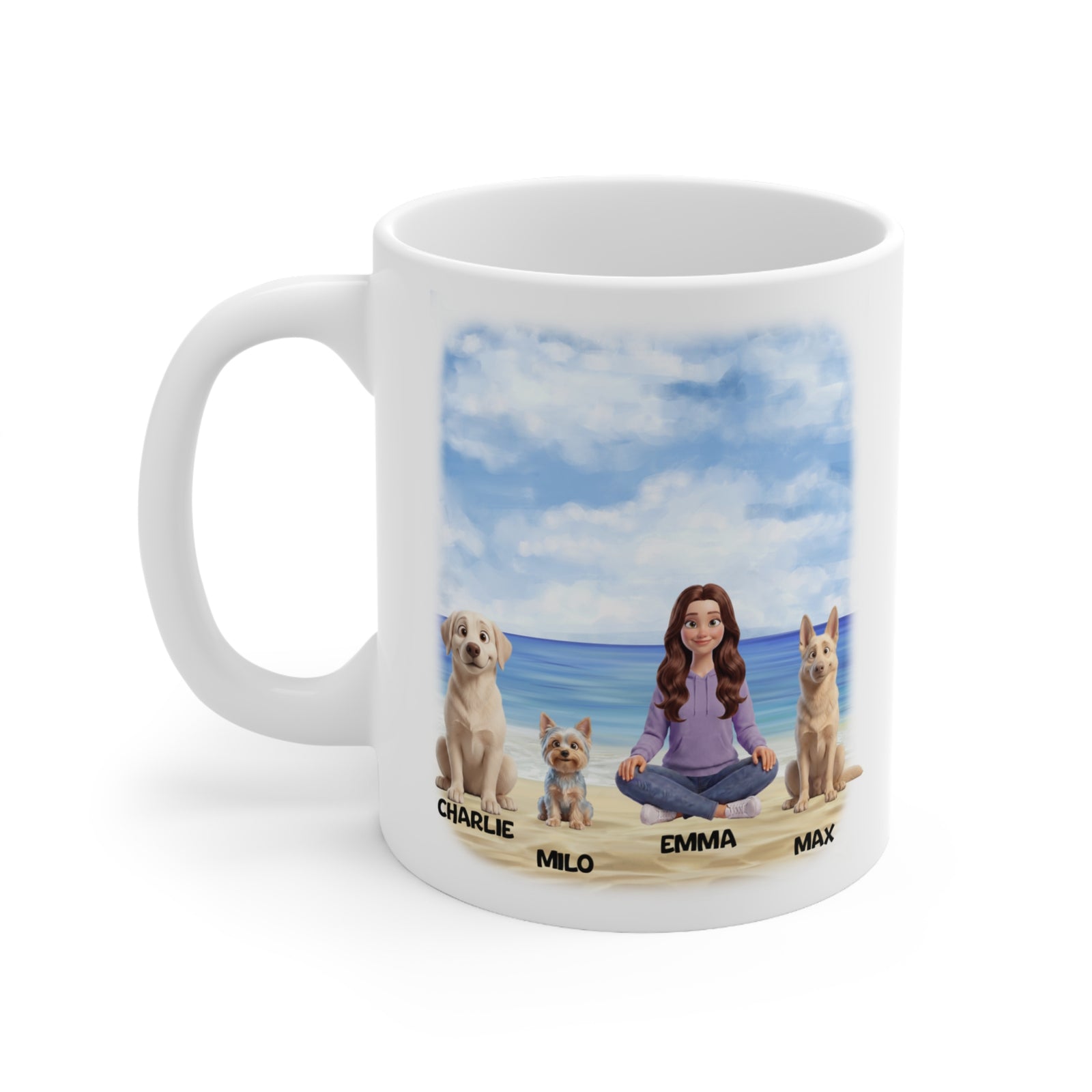 Personalised Dog Mug – Beach Day Portrait