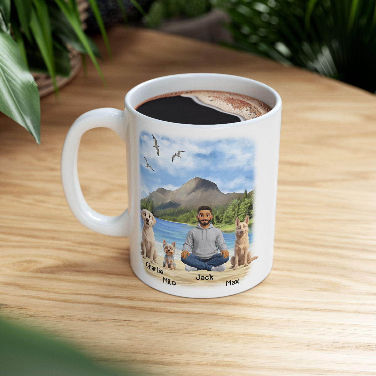 Tasse für Hundepapa – Tasse für beste Freunde – Personalisierter Hundepapa für bis zu 4 Hunde  – Foto 4