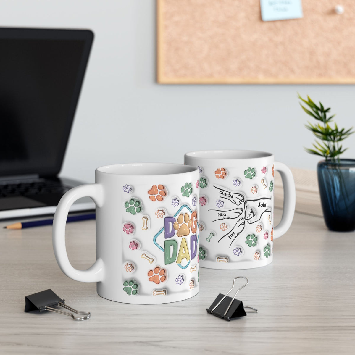 Dog Dad Mug - 3D Inflated Effect - Personalized Dog Dad Mug with Up To 6 Dogs – photo 3