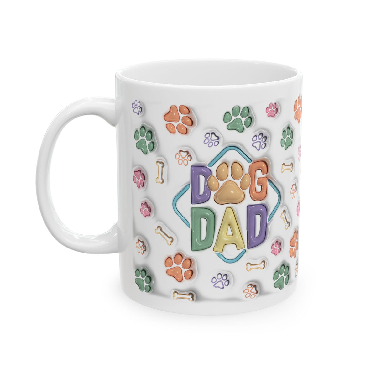 Dog Dad Mug - 3D Inflated Effect - Personalized Dog Dad Mug with Up To 6 Dogs