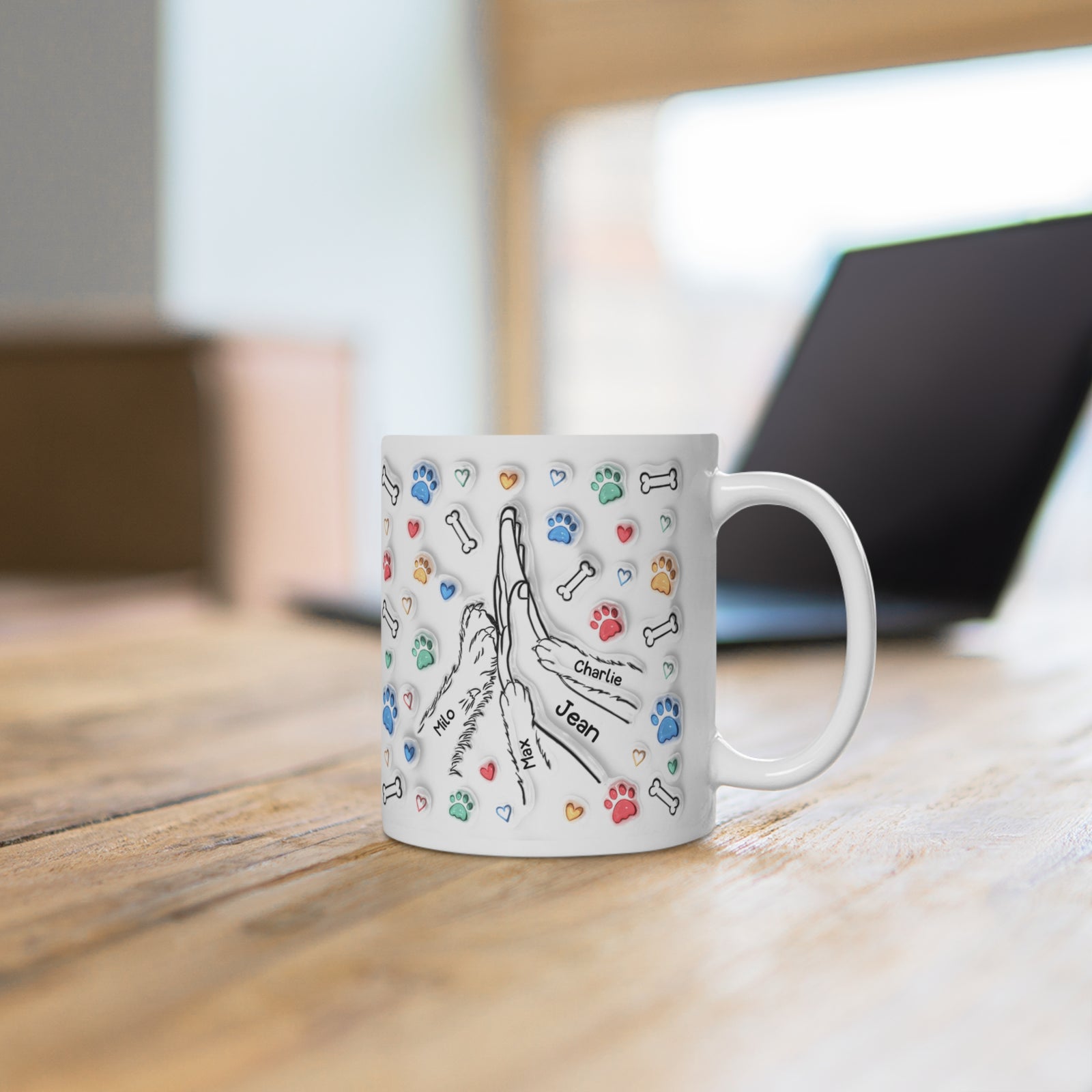 Tasse papa personnalisée – Pattes et os en 3D – photo 3