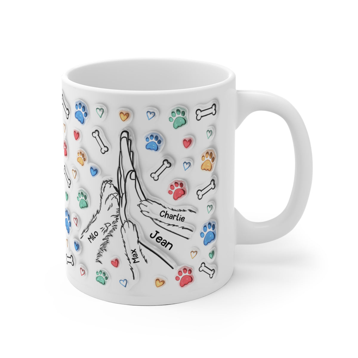 Tasse papa personnalisée – Pattes et os en 3D – photo 2