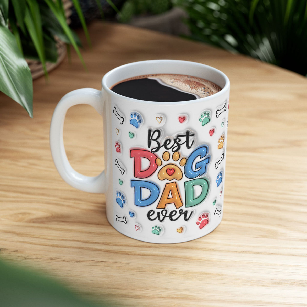 Dog Dad Tasse - 3D-Aufblaseffekt - Personalisierte Dog Dad Tasse mit bis zu 6 Hunden  – Foto 4