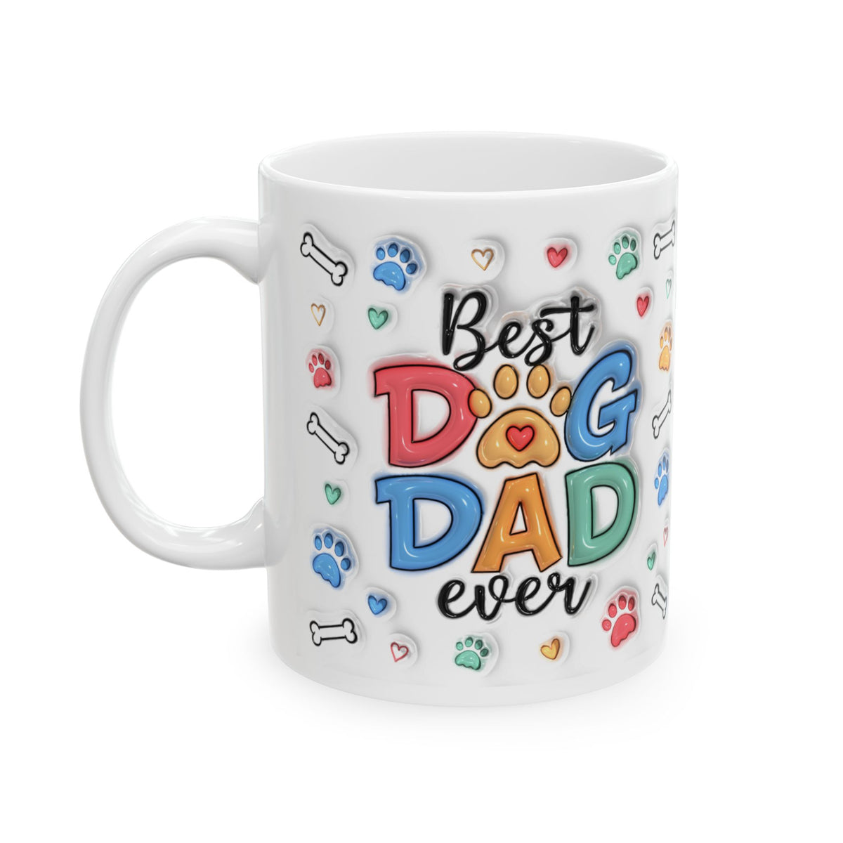Dog Dad Tasse - 3D-Aufblaseffekt - Personalisierte Dog Dad Tasse mit bis zu 6 Hunden 