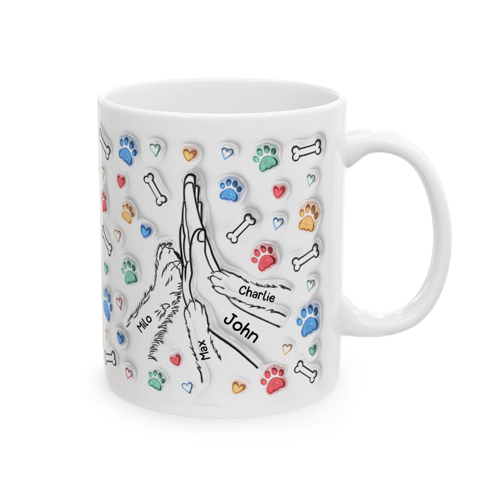 Dog Dad Tasse - 3D-Aufblaseffekt - Personalisierte Dog Dad Tasse mit bis zu 6 Hunden  – Foto 2