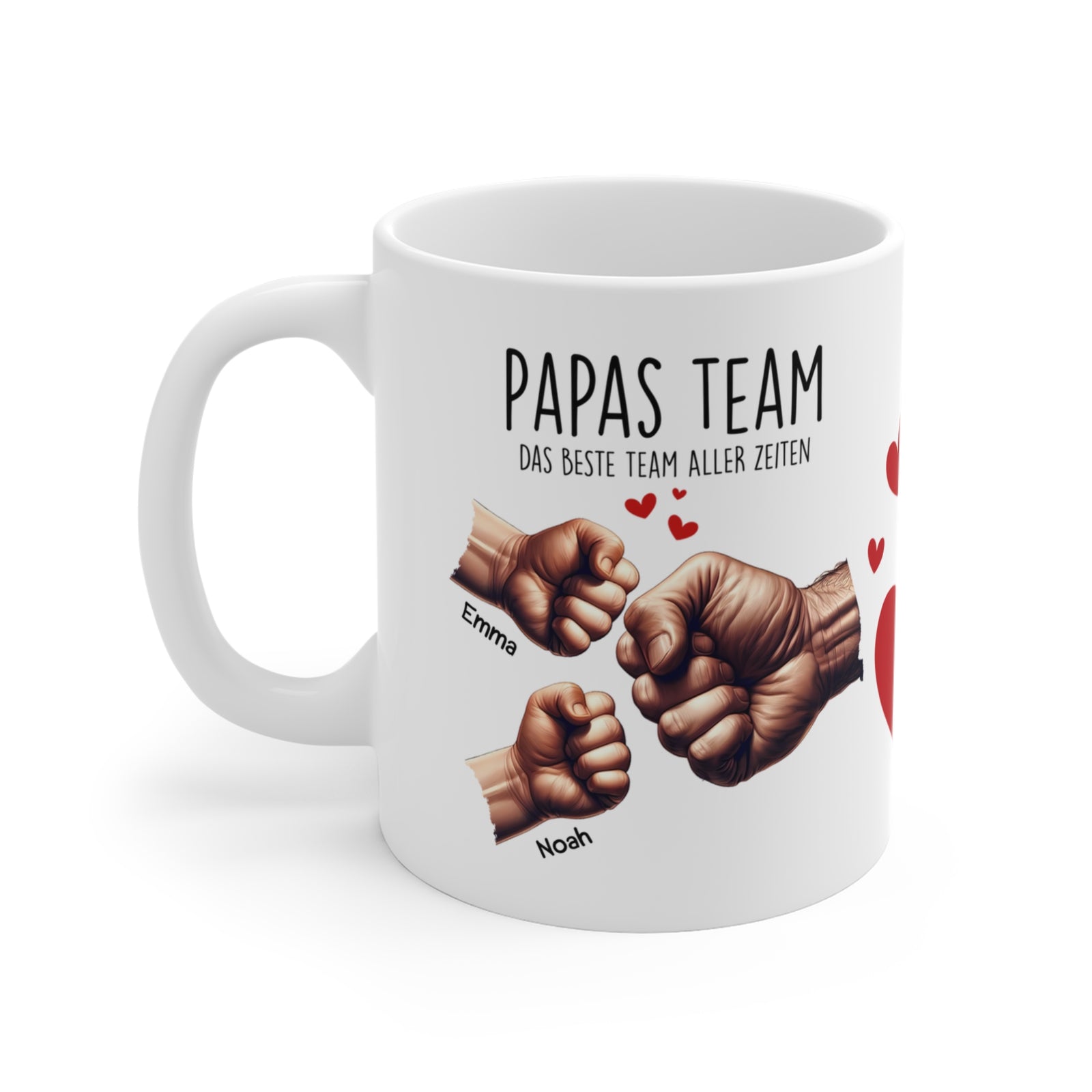 Personalisierte Tasse – Papas Team Faustgruß